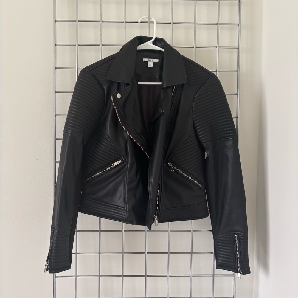 Bar III Black Quilted Moto Jacket